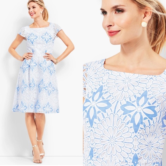 Talbots Dresses & Skirts - RSVP by Talbots Flower Lace Jacquard Fit & Flare Dress Cocktail Fit Flare US 10